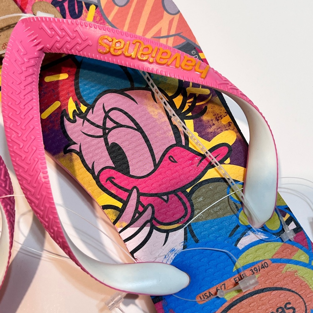 NWT HAVAIANAS Minnie & Daisy Duck Flip Flops  SZ 6-7 / 37-38 - Picture 11 of 16